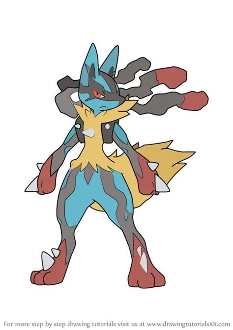 how to draw mega lucario.